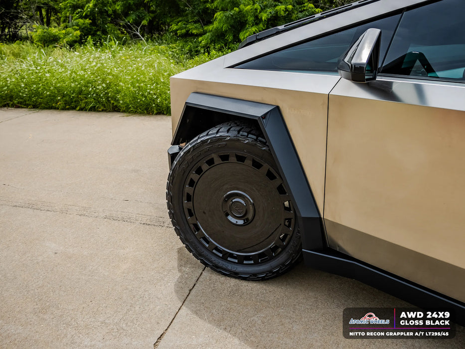 AWD for Tesla Cybertruck 24x9.0 Inch +48 Offset Forged Wheels Gloss Black