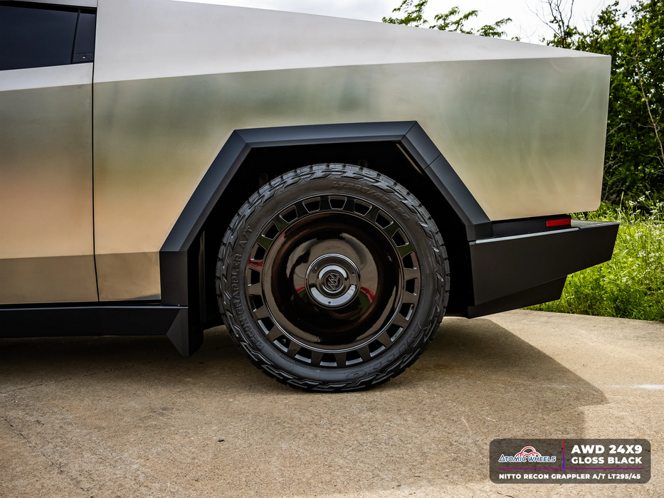 AWD for Tesla Cybertruck 24x9.0 Inch +48 Offset Forged Wheels Gloss Black