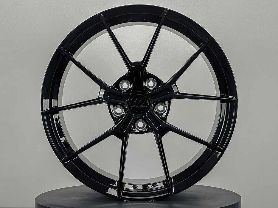 AWS for Posche Taycan 20x11 Inch +50 Offset Forged Wheels Gloss Black