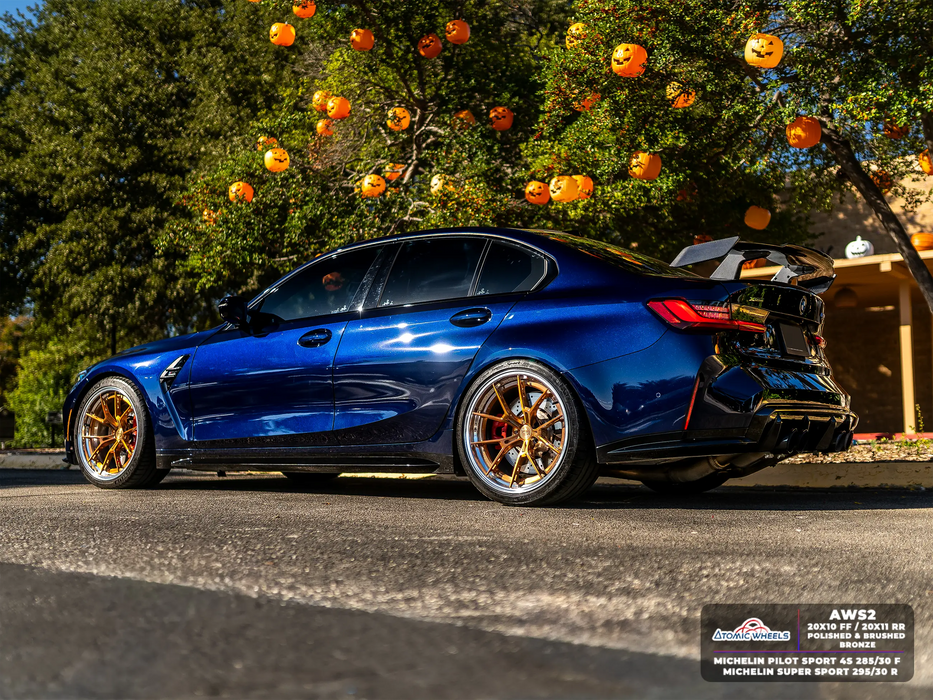 AWS2 for BMW M2/M3/M4 20x10 Inch +12 Offset Forged Wheels Polished & Brushed Bronze