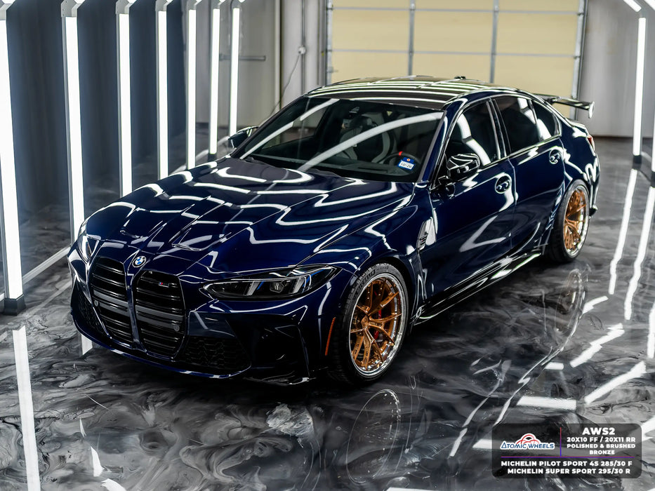 AWS2 for BMW M2/M3/M4 20x10 Inch +12 Offset Forged Wheels Polished & Brushed Bronze