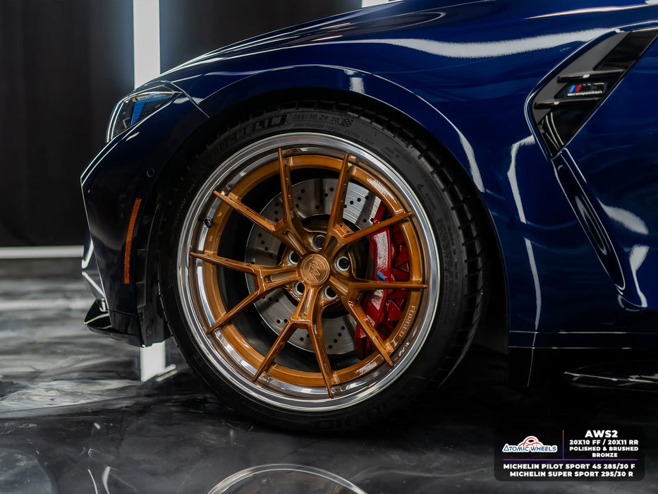 AWS2 for BMW M2/M3/M4 20x10 Inch +12 Offset Forged Wheels Polished & Brushed Bronze
