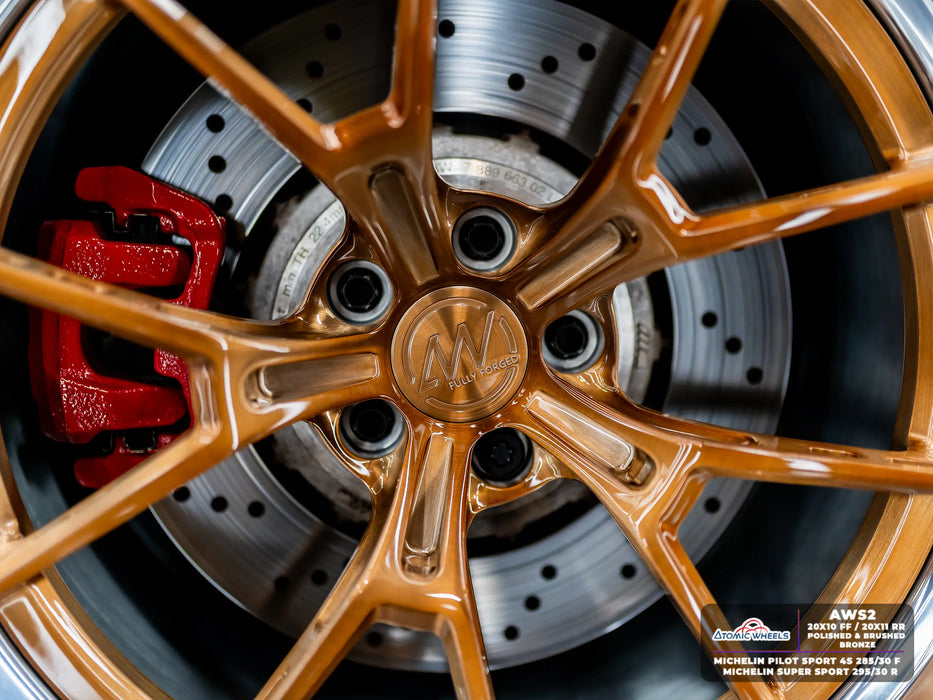 AWS2 for BMW M2/M3/M4 20x10 Inch +12 Offset Forged Wheels Polished & Brushed Bronze