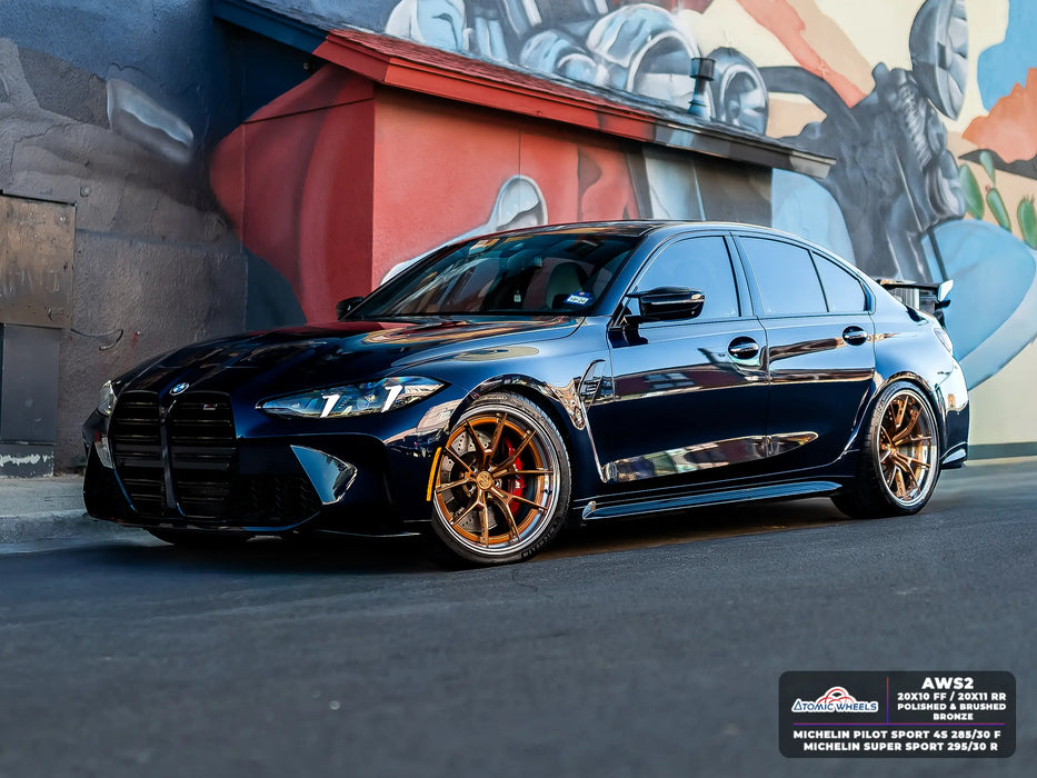 AWS2 for BMW M2/M3/M4 20x10 Inch +12 Offset Forged Wheels Polished & Brushed Bronze