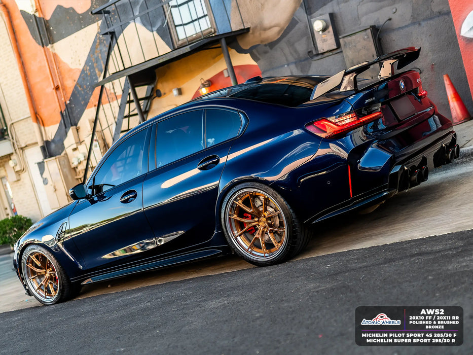 AWS2 for BMW M2/M3/M4 20x10 Inch +12 Offset Forged Wheels Polished & Brushed Bronze