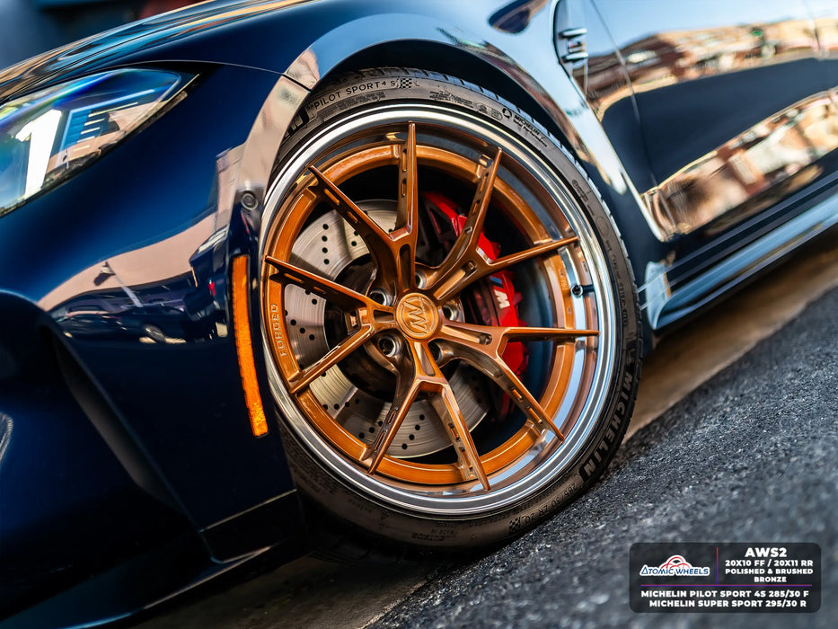 AWS2 for BMW M2/M3/M4 20x10 Inch +12 Offset Forged Wheels Polished & Brushed Bronze