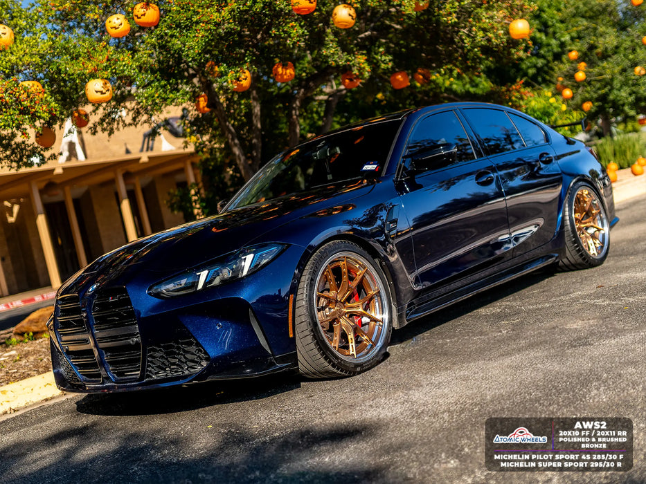 AWS2 for BMW M2/M3/M4 20x10 Inch +12 Offset Forged Wheels Polished & Brushed Bronze