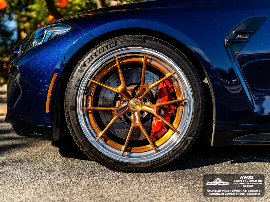 AWS2 for BMW M2/M3/M4 20x10 Inch +12 Offset Forged Wheels Polished & Brushed Bronze