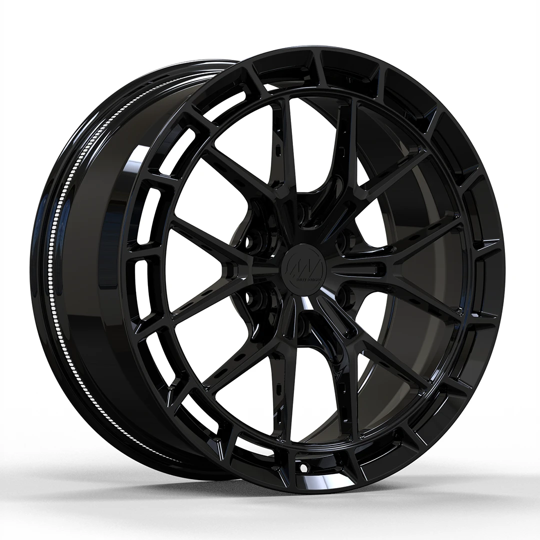 AWSR Gloss Black forged wheel front render for Tesla Cybertruck