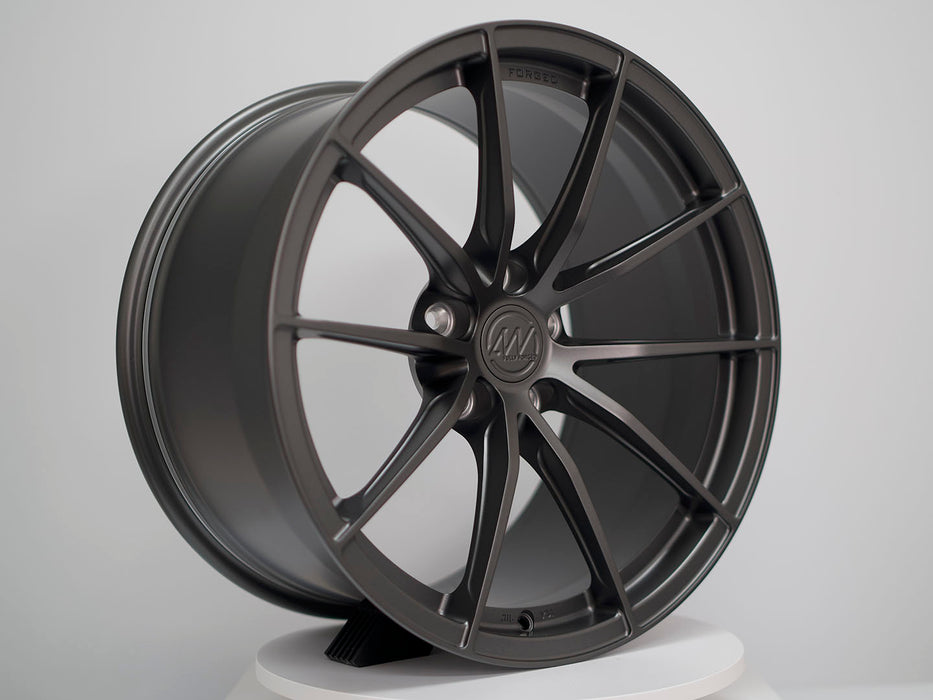 AWX for Tesla Model S 19x10.5 Inch +38 Offset Forged Wheels Satin Gunmetal
