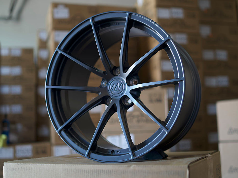 AWX for Tesla Model S 19x10.5 Inch +38 Offset Forged Wheels Satin Gunmetal