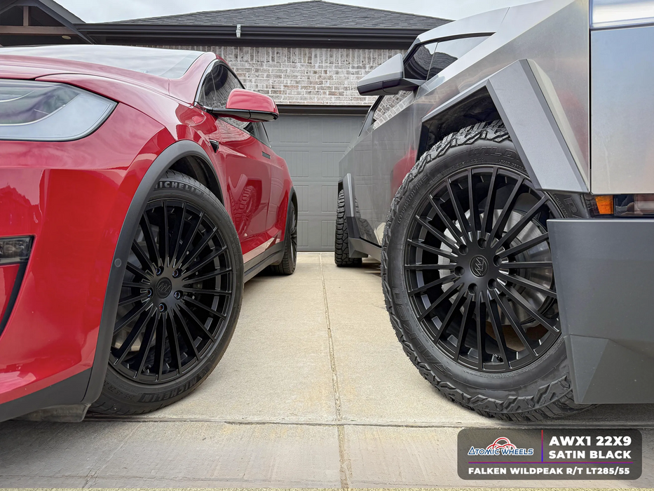 AWX1 for Tesla Cybertruck 22x9.0 Inch +52 Offset Forged Wheels Satin Black
