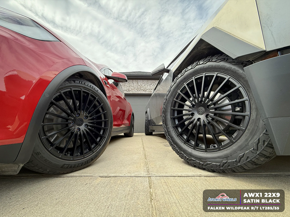 AWX1 for Tesla Cybertruck 22x9.0 Inch +52 Offset Forged Wheels Satin Black