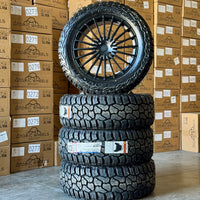 22-Inch AWX1 Satin Black Wheels + Falken Wildpeak R/T 285/55R22 Tire Set (Demo Set) for Tesla Cybertruck