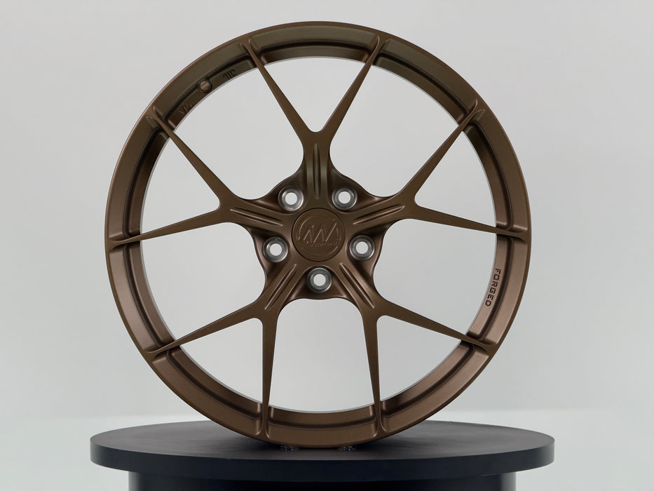 AWZZ 19"x8.5" Satin Bronze demo wheel for Tesla Model 3/Y — actual unit