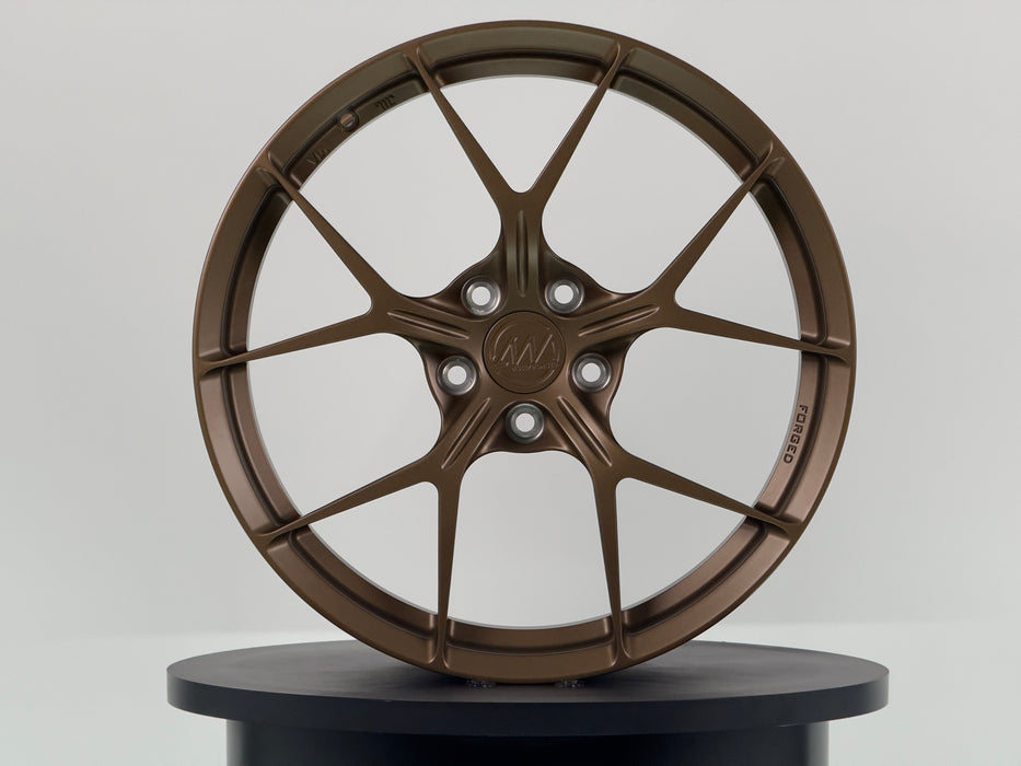 AWZZ 19"x8.5" Satin Bronze demo wheel for Tesla Model 3/Y — actual unit