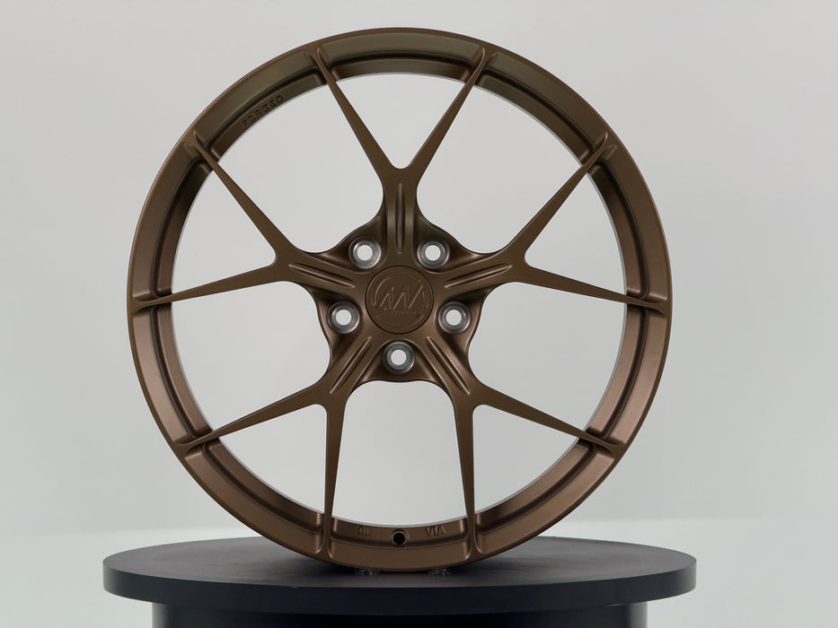 AWZZ 19"x8.5" Satin Bronze demo wheel for Tesla Model 3/Y — actual unit