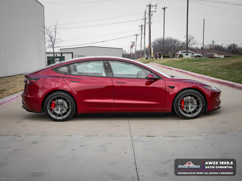 AWZZ Forged Wheels for Tesla Model 3/Y - 19" / 9.5" +35 / Satin Gunmetal