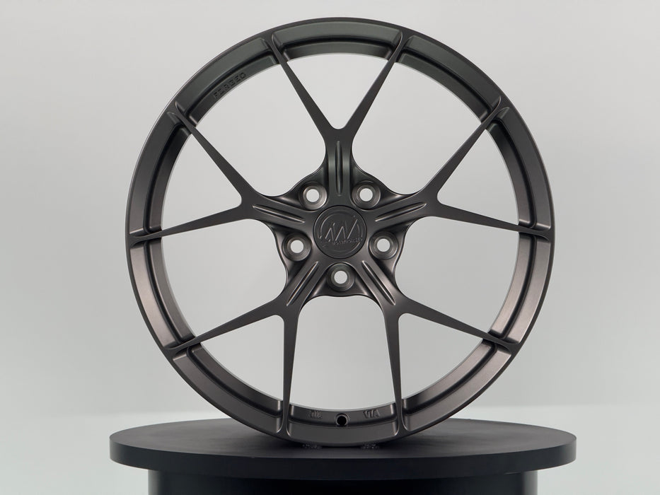 AWZZ 19"x9.5" Satin Gunmetal demo wheel for Tesla Model 3/Y — actual unit