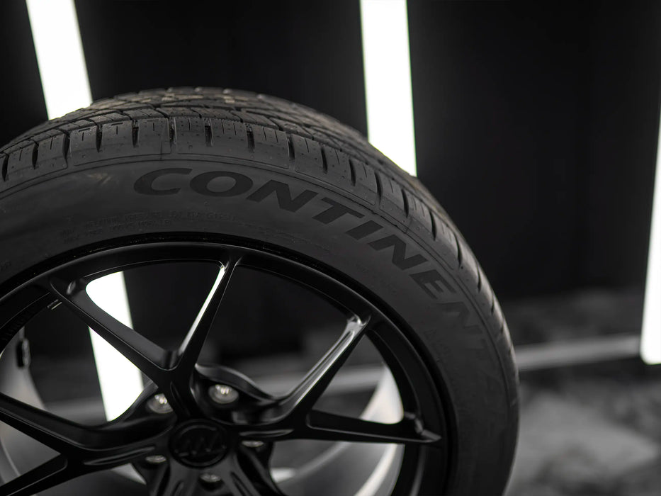 19-Inch AWZZ Satin Black Wheels + CONTINENTAL EXTREME CONTACT DWS06 PLUS 255/45R19 Tire Set for Tesla Model Y