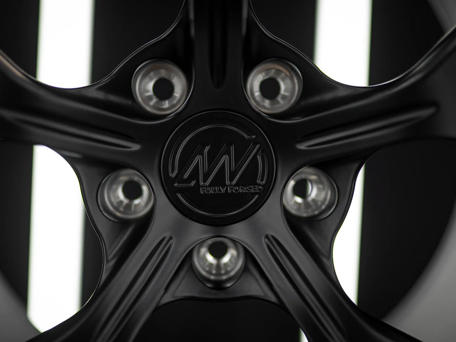 19-Inch AWZZ Satin Black Wheels + CONTINENTAL EXTREME CONTACT DWS06 PLUS 255/45R19 Tire Set for Tesla Model Y