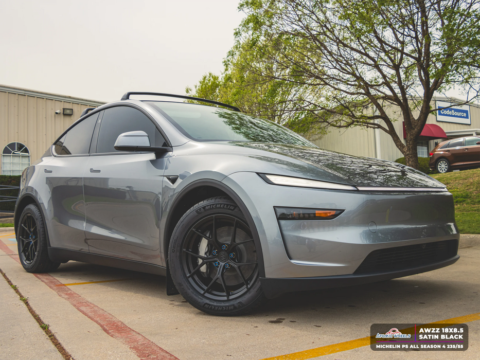 AWZZ for Tesla Model 3/Y 18x8.5 Inch +35 Offset Forged Wheels Satin Black