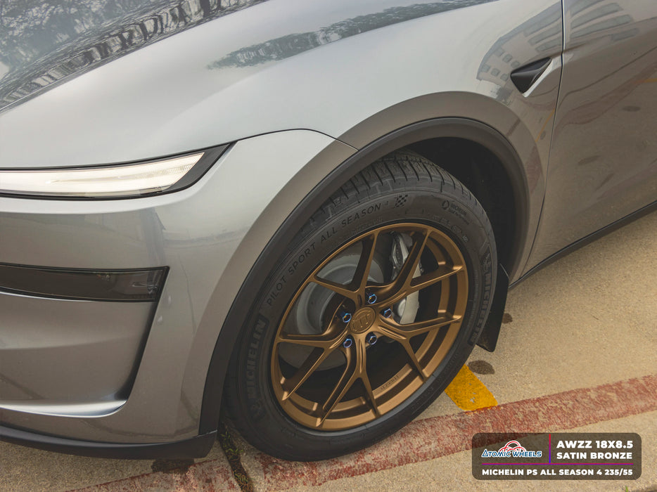 AWZZ for Tesla Model 3/Y 18x8.5 Inch +35 Offset Forged Wheels Satin Bronze