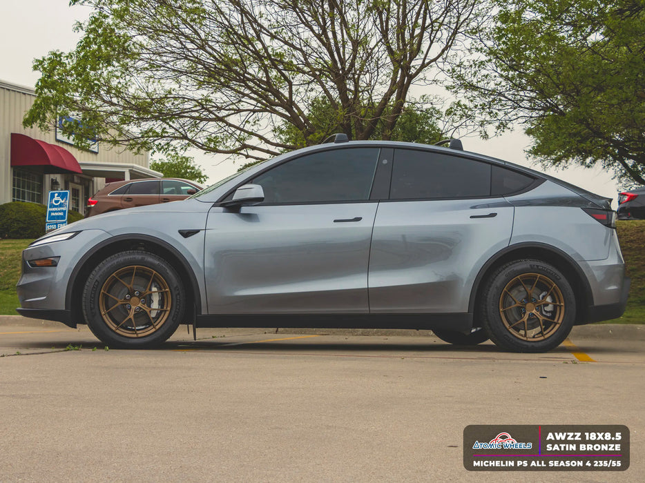 AWZZ for Tesla Model 3/Y 18x8.5 Inch +35 Offset Forged Wheels Satin Bronze