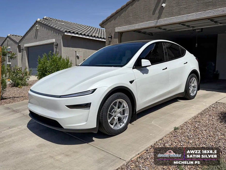 AWZZ for Tesla Model 3/Y 18x8.5 Inch +35 Offset Forged Wheels Satin Silver