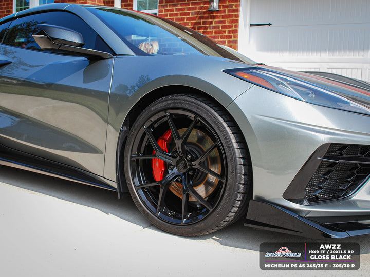 AWZZ for Corvette C8 20x11.5 Inch Offset Forged Wheels Gloss Black