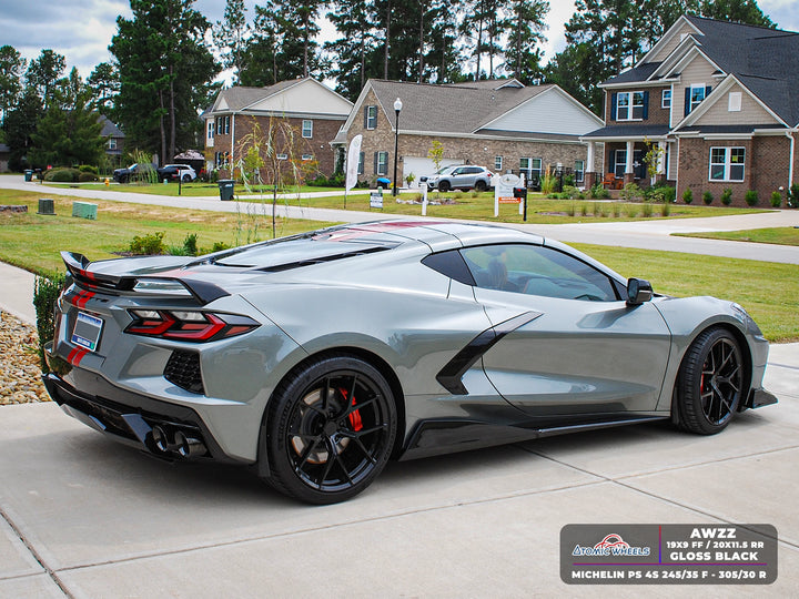 AWZZ for Corvette C8 20x11.5 Inch Offset Forged Wheels Gloss Black