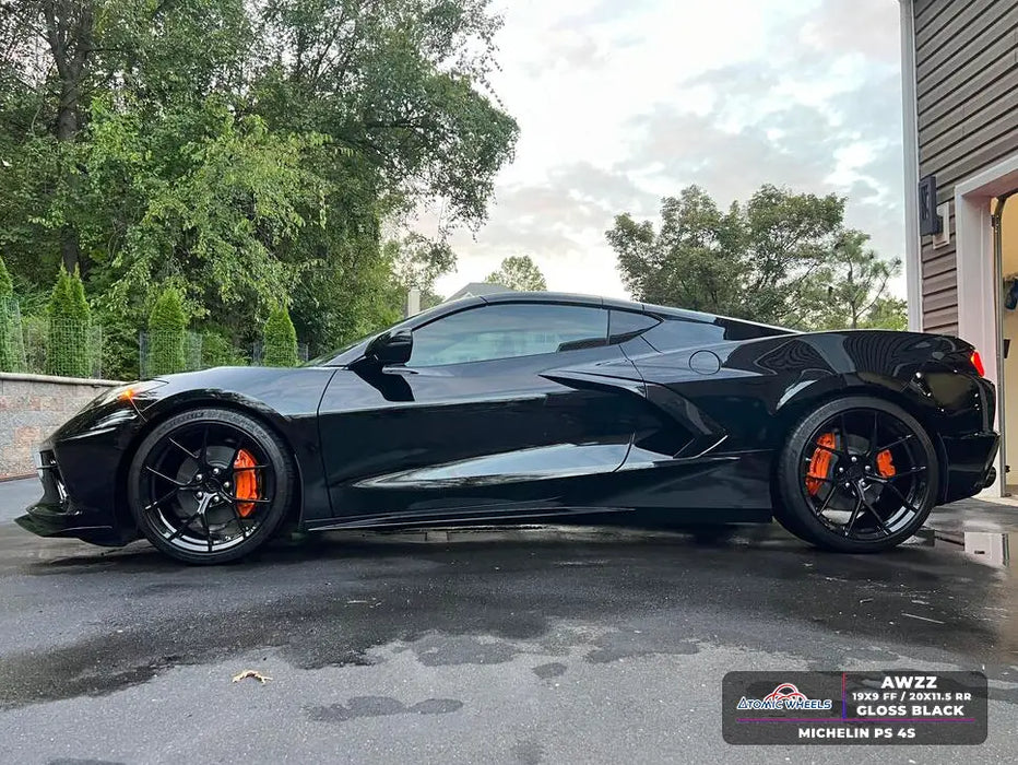 AWZZ for Corvette C8 19x9.0 Inch Offset Forged Wheels Gloss Black