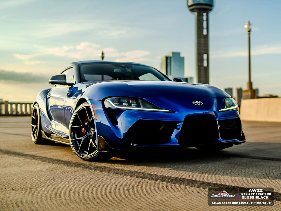 AWZZ for Toyota Supra MKV A90 19x11 Inch +35 Offset Forged Wheels Gloss Black Rear