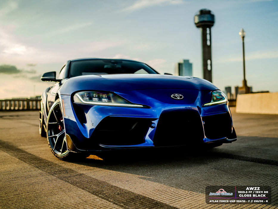 AWZZ for Toyota Supra MKV A90 19x11 Inch +35 Offset Forged Wheels Gloss Black Rear