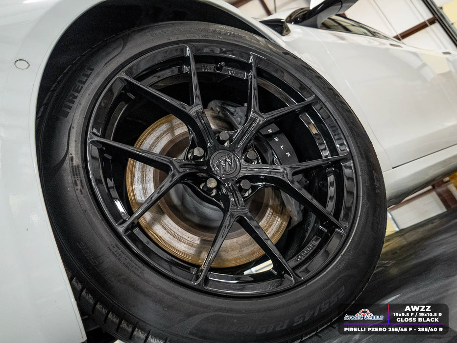 AWZZ for Tesla Model S 19x10.5 Inch +38 Offset Forged Wheels Gloss Black