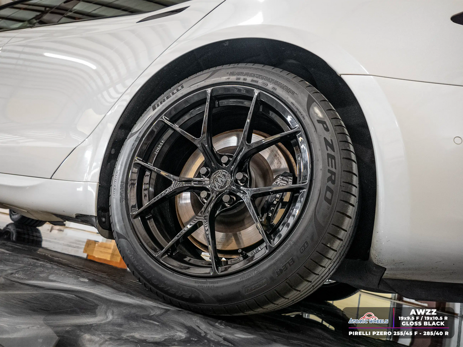 AWZZ for Tesla Model S 19x10.5 Inch +38 Offset Forged Wheels Gloss Black