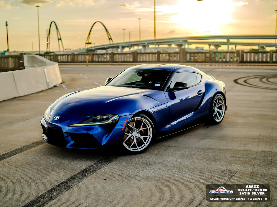 AWZZ for Toyota Supra MKV A90 19x9.5 Inch +22 Offset Forged Wheels Satin Silver Front