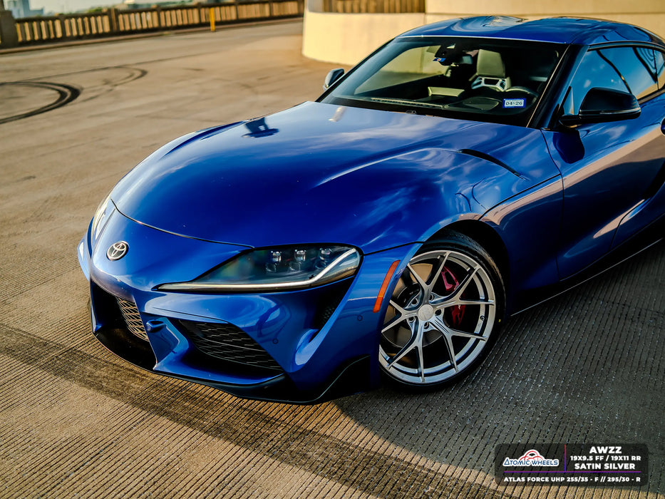 AWZZ for Toyota Supra MKV A90 19x9.5 Inch +22 Offset Forged Wheels Satin Silver Front