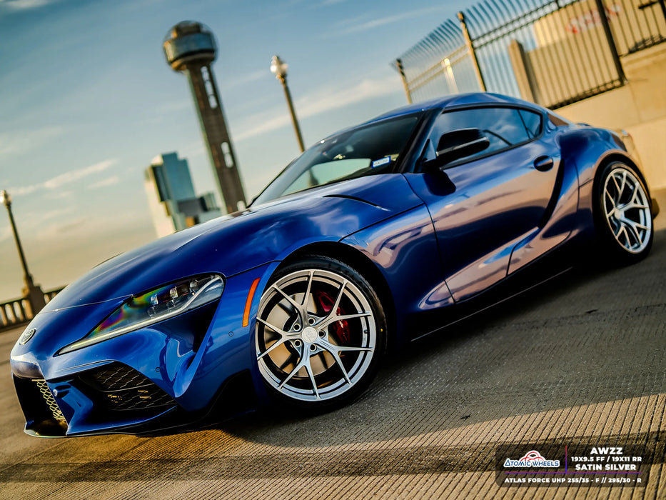 AWZZ for Toyota Supra MKV A90 19x9.5 Inch +22 Offset Forged Wheels Satin Silver Front