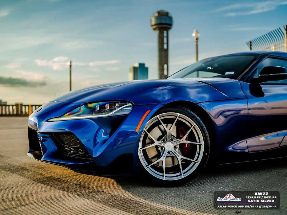 AWZZ for Toyota Supra MKV A90 19x9.5 Inch +22 Offset Forged Wheels Satin Silver Front