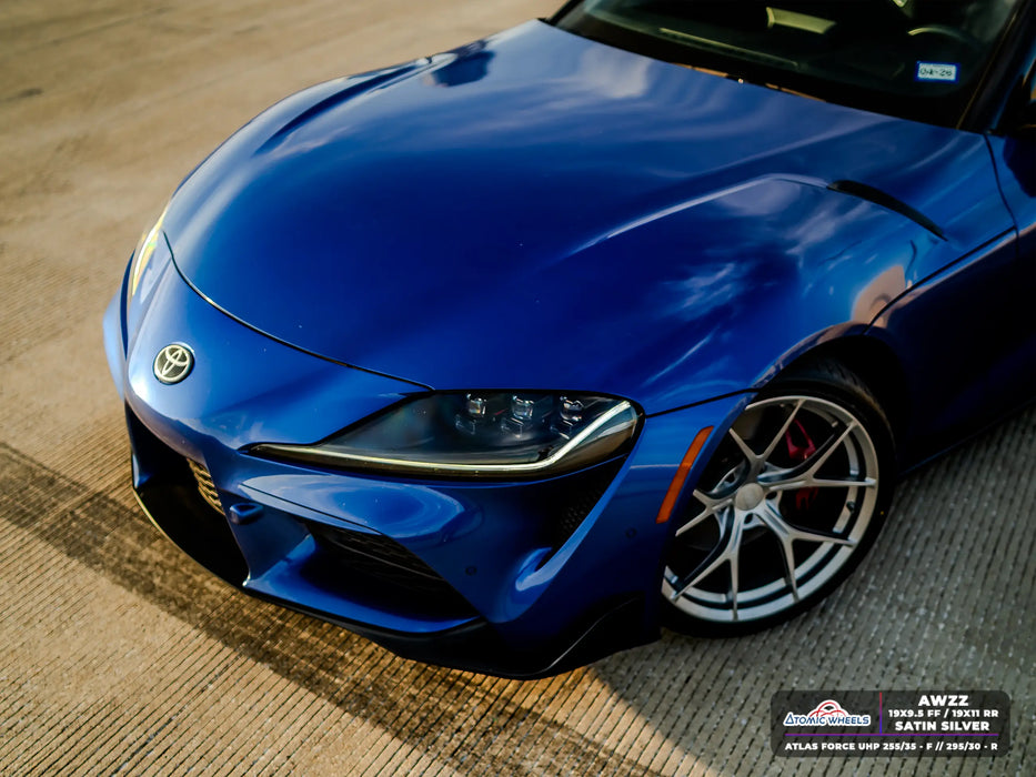 AWZZ for Toyota Supra MKV A90 19x9.5 Inch +22 Offset Forged Wheels Satin Silver Front
