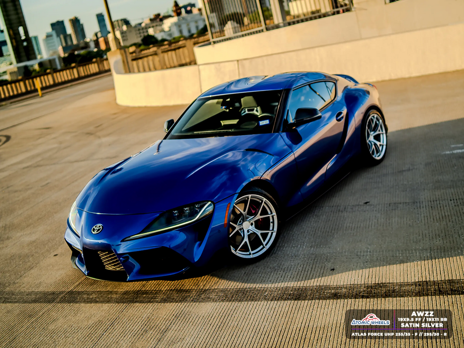 AWZZ for Toyota Supra MKV A90 19x9.5 Inch +22 Offset Forged Wheels Satin Silver Front