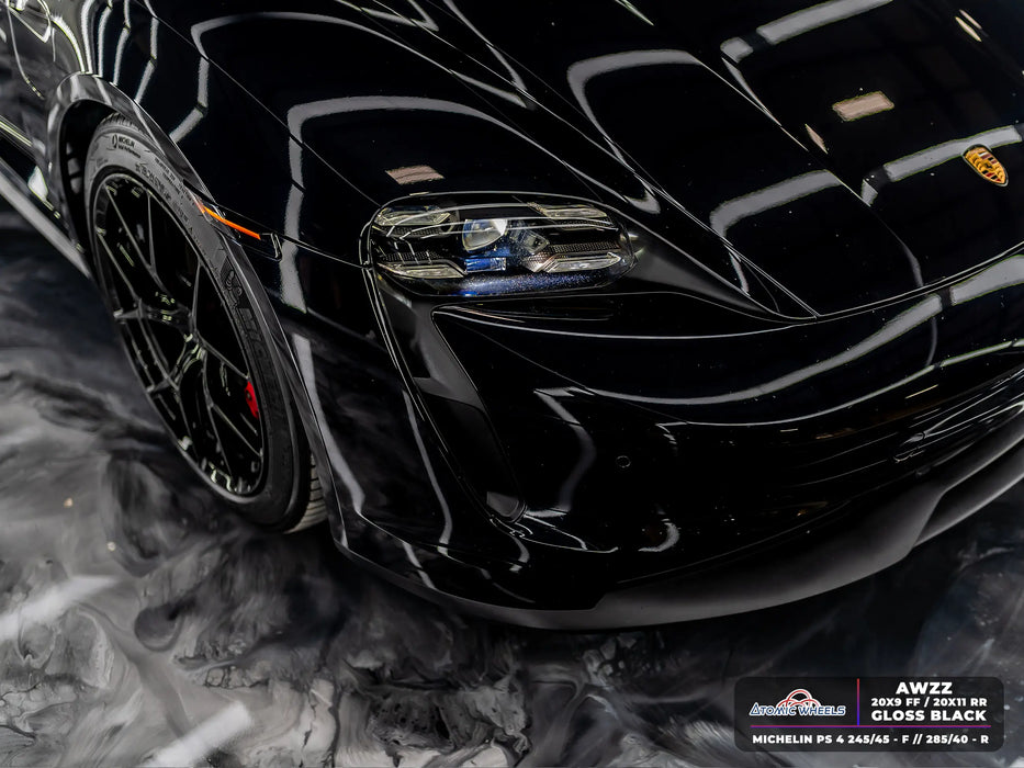 AWZZ for Porsche Taycan 20x11 Inch +50 Offset Forged Wheels Gloss Black