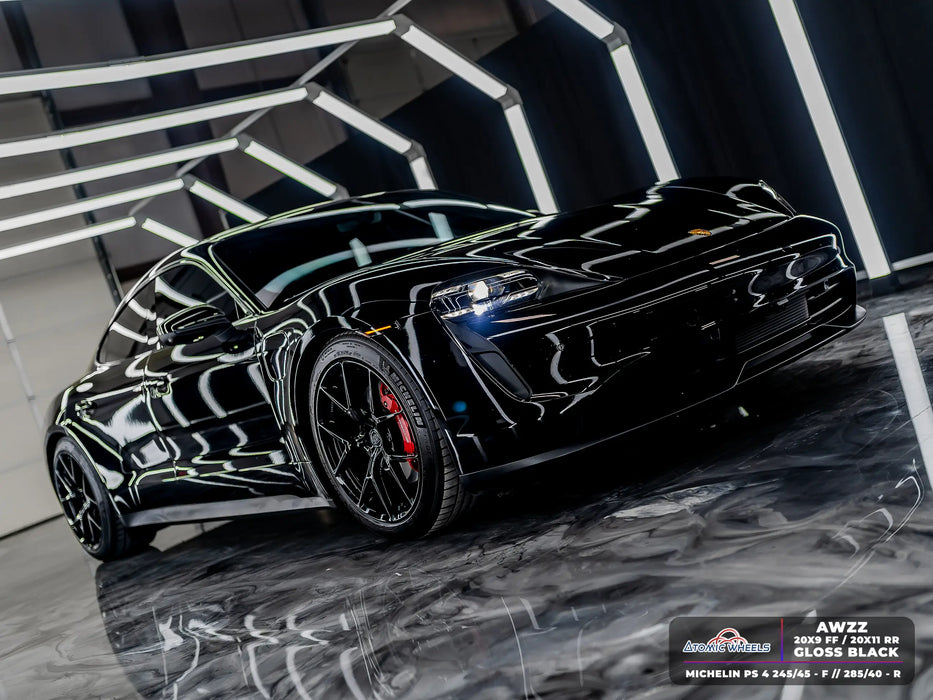 AWZZ for Porsche Taycan 20x11 Inch +50 Offset Forged Wheels Gloss Black