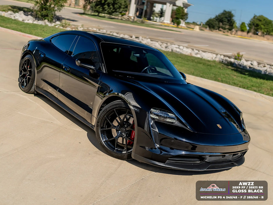 AWZZ for Porsche Taycan 20x11 Inch +50 Offset Forged Wheels Gloss Black