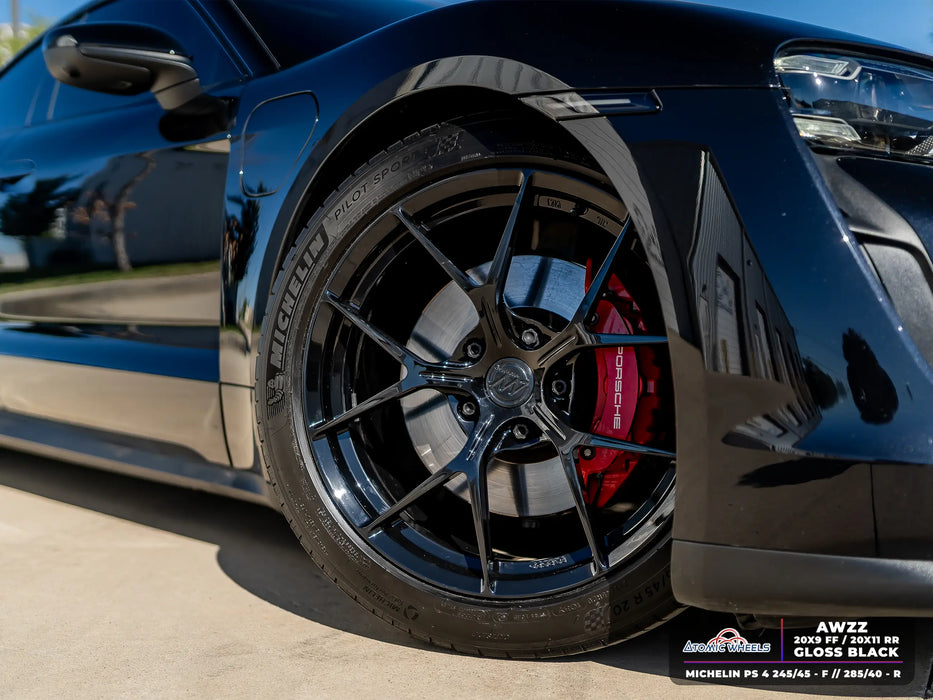 AWZZ for Porsche Taycan 20x11 Inch +50 Offset Forged Wheels Gloss Black