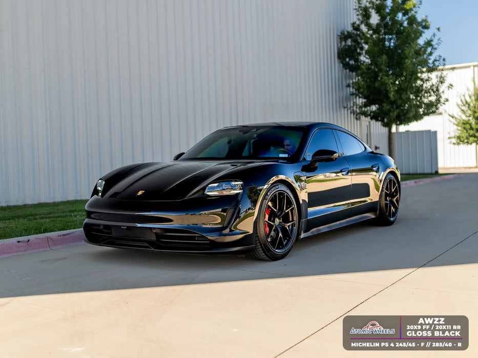 AWZZ for Porsche Taycan 20x11 Inch +50 Offset Forged Wheels Gloss Black