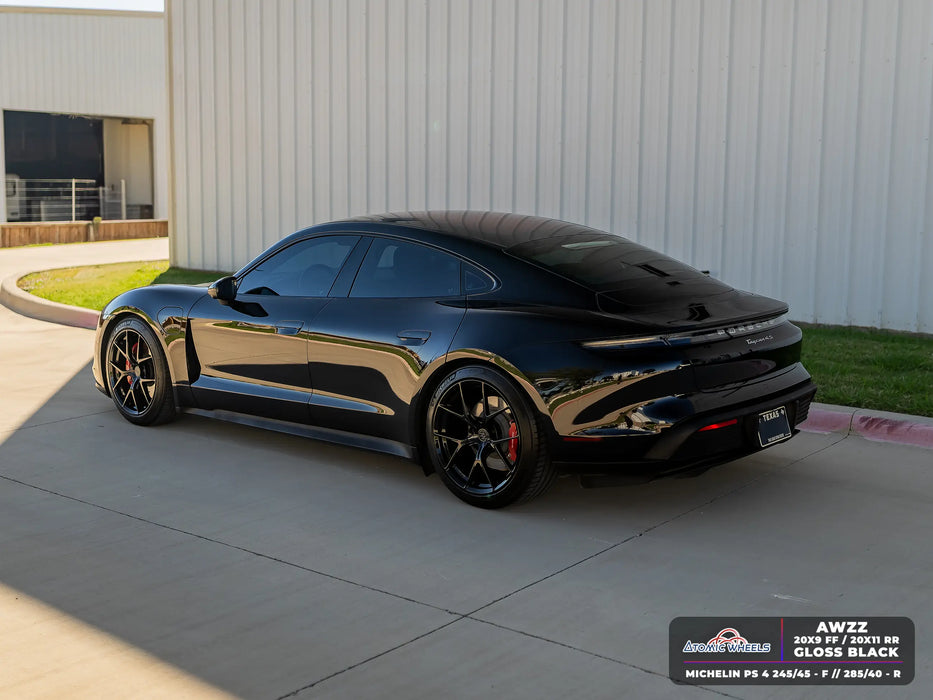 AWZZ for Porsche Taycan 20x11 Inch +50 Offset Forged Wheels Gloss Black
