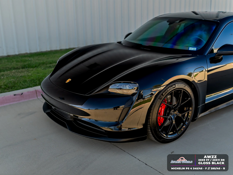 AWZZ for Porsche Taycan 20x11 Inch +50 Offset Forged Wheels Gloss Black