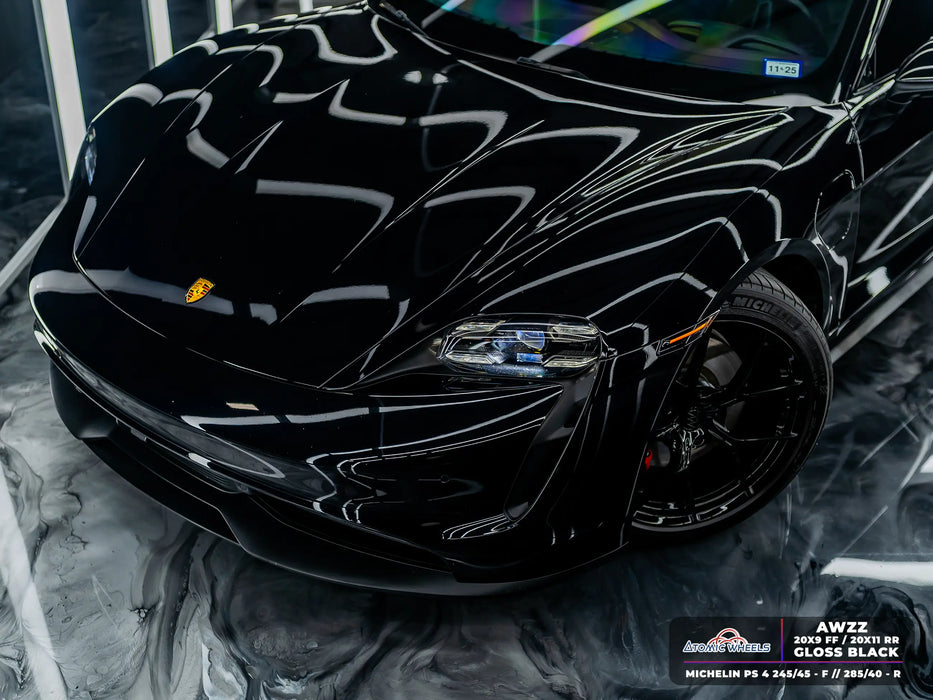 AWZZ for Porsche Taycan 20x11 Inch +50 Offset Forged Wheels Gloss Black